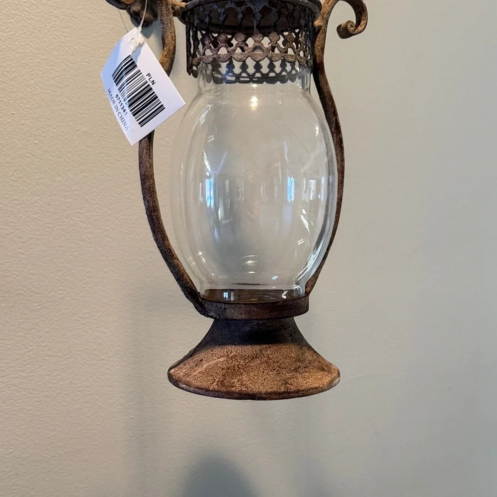Rustic Brown Lantern Wall hanging lantern Accent NWT